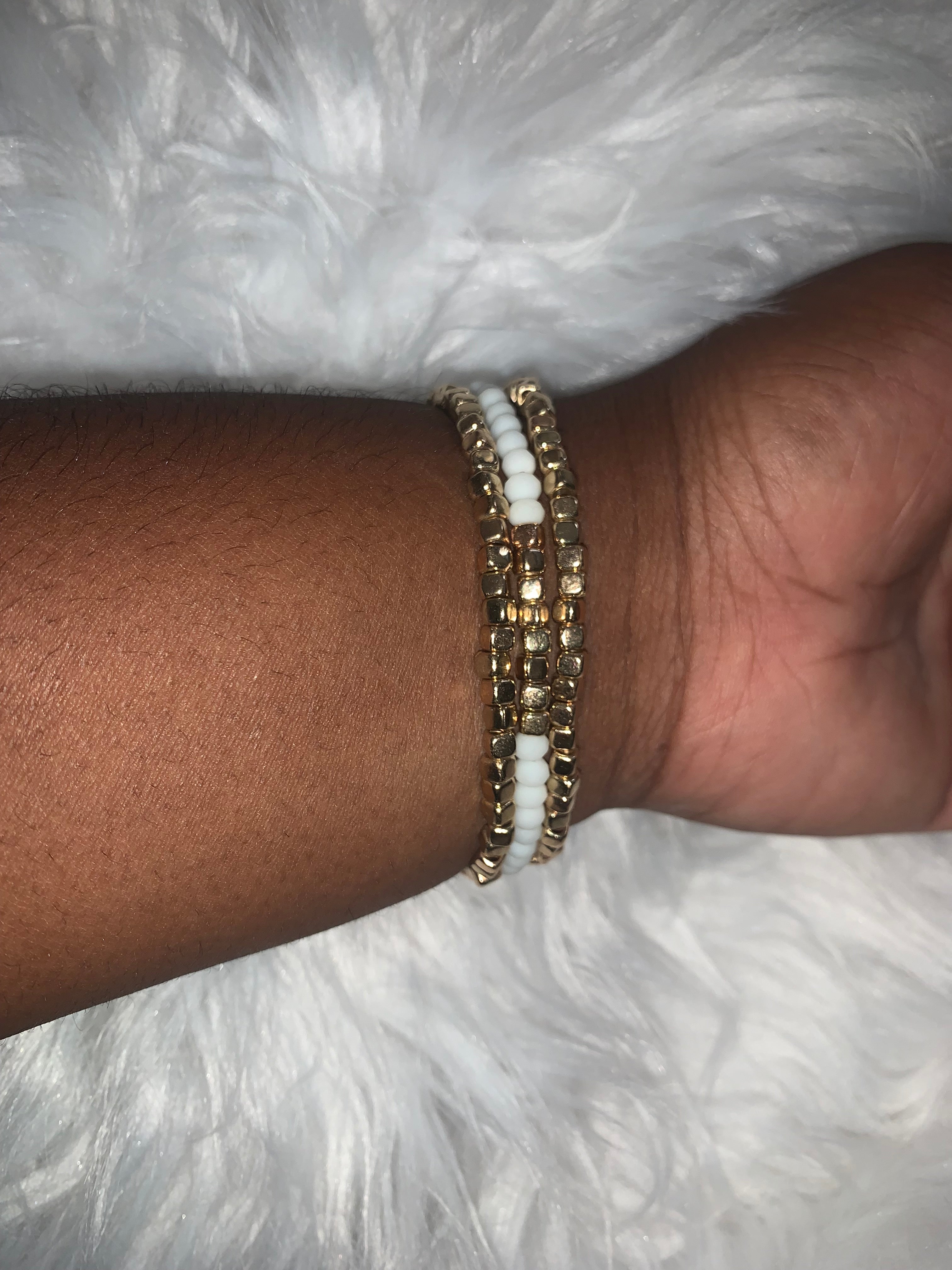 Gold & White Bracelet Sets